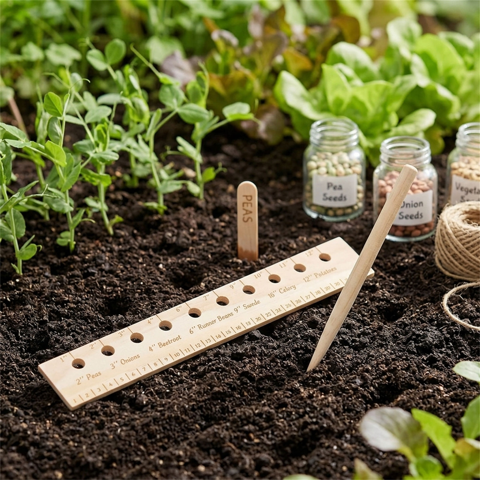 Regla de siembra de madera mac - Gardening Tools Vegetables reseña y precio